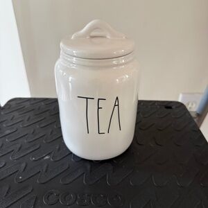 Rae Dunn Tea Canister White 6.5" Farmhouse Coastal Chic